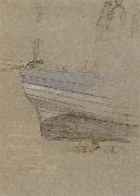 Joseph E.Southall Study of the Stern of a Fishing Boat oil